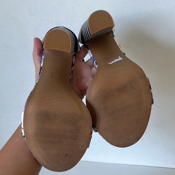 Torrid Floral Stripes Heels Sandal Ankle Strap Feminine Girly Colorful Wide 8W - Picture 7 of 7